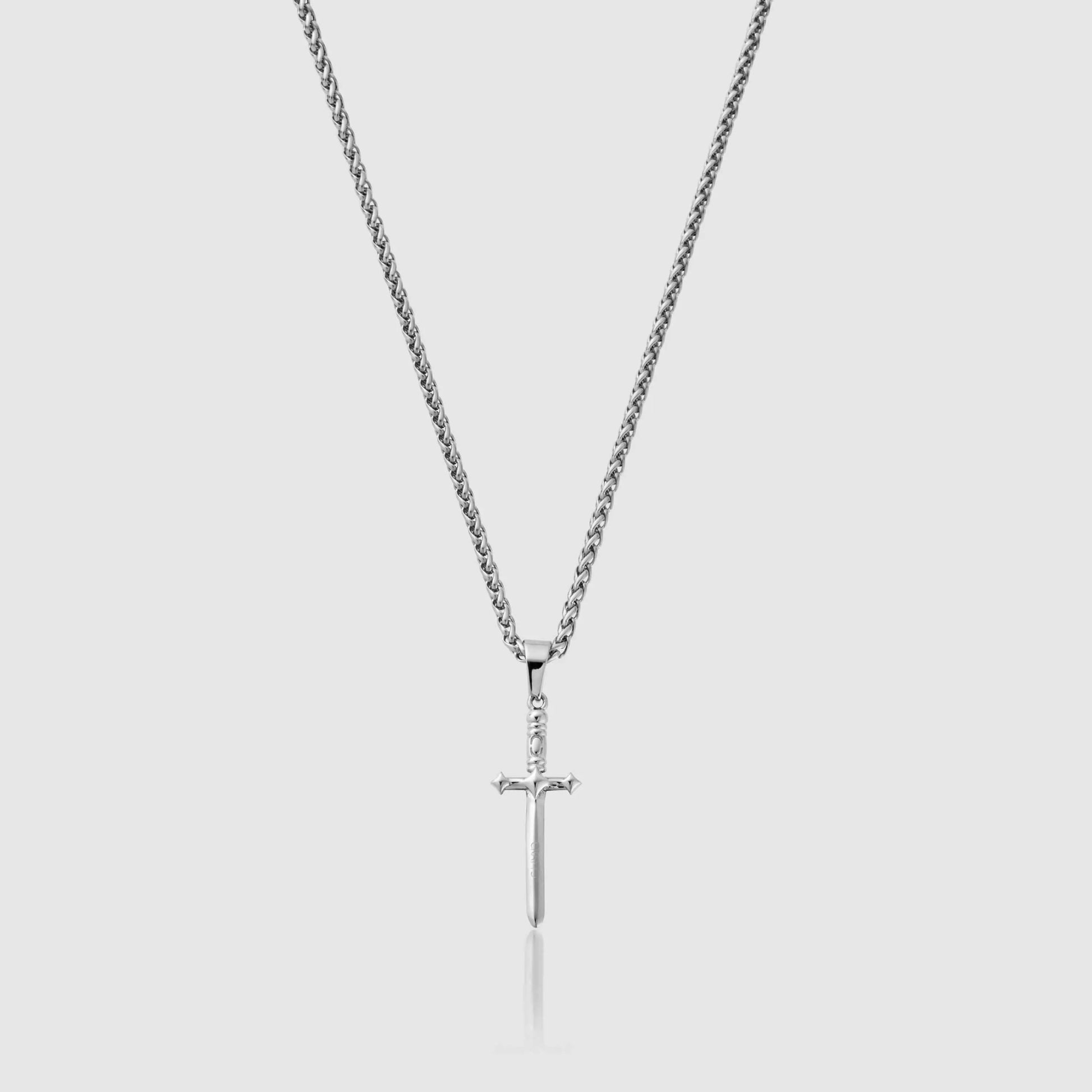 Men's Silver Dagger Pendant Necklace DVVX