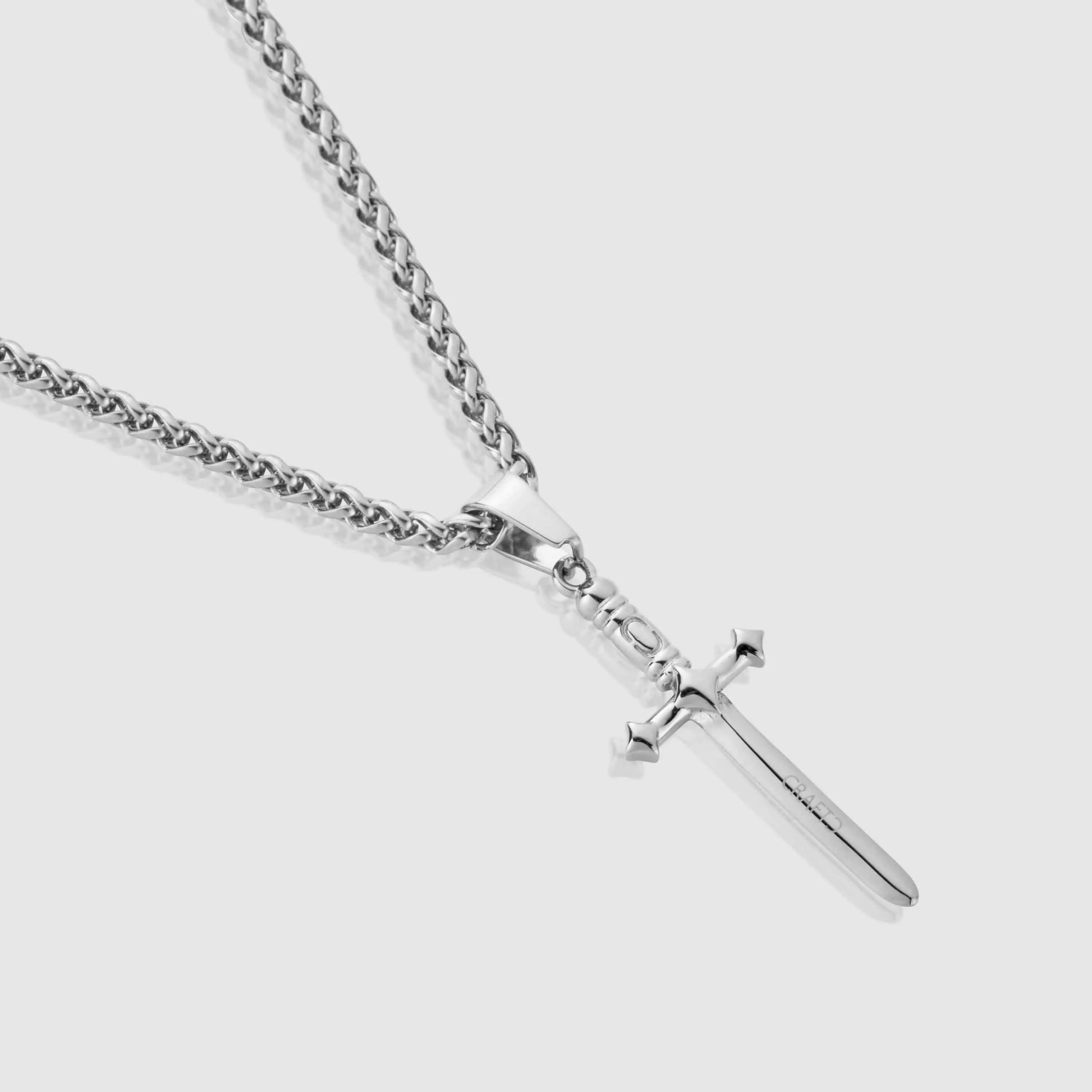 Men's Silver Dagger Pendant Necklace DVVX