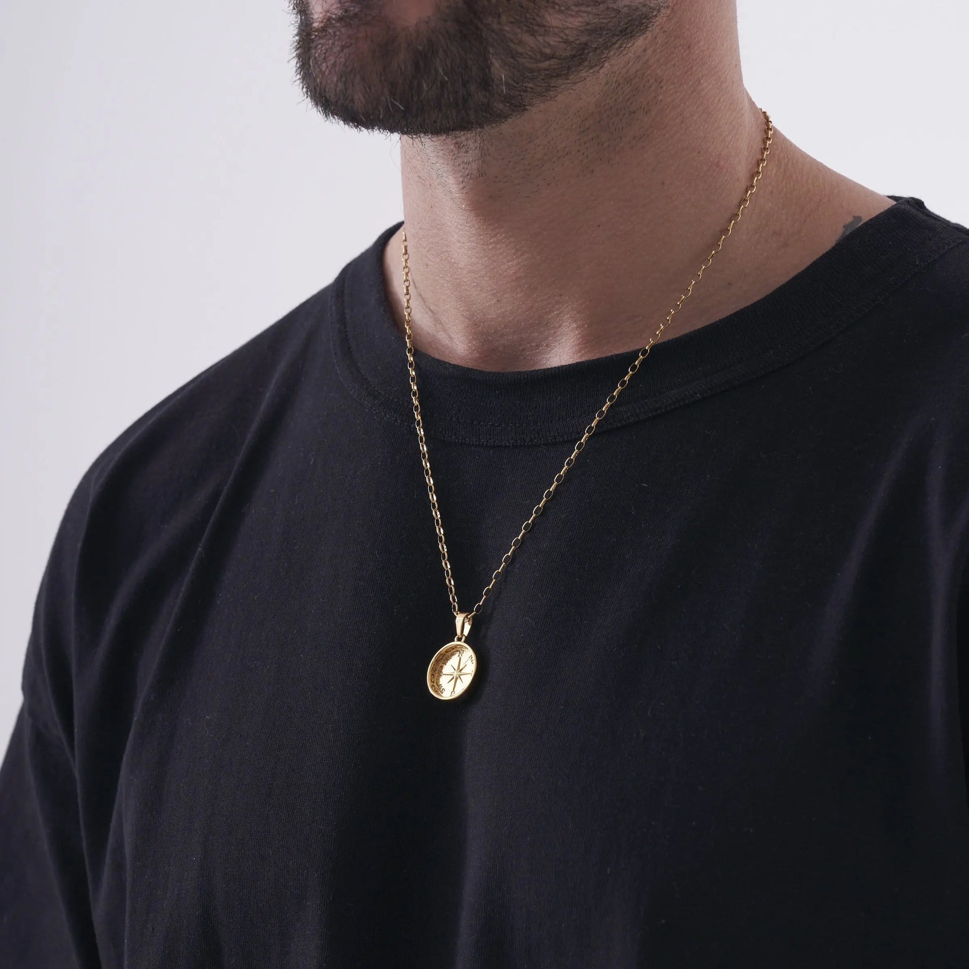 Gold Navigation Pendant Necklace for Men -- DVVX CHAINS
